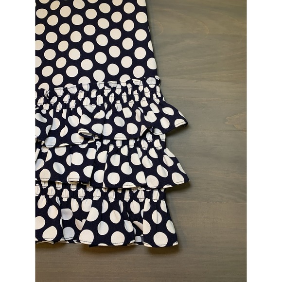 J Crew Navy And White Polka Dot Tiered Ruffle Hem Mini Skirt Women's Size 2 - Picture 2 of 13